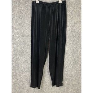 CJ Elliot Woman Black Velvet Pullon Pants Straight Leg Women 18w Elastic Waist